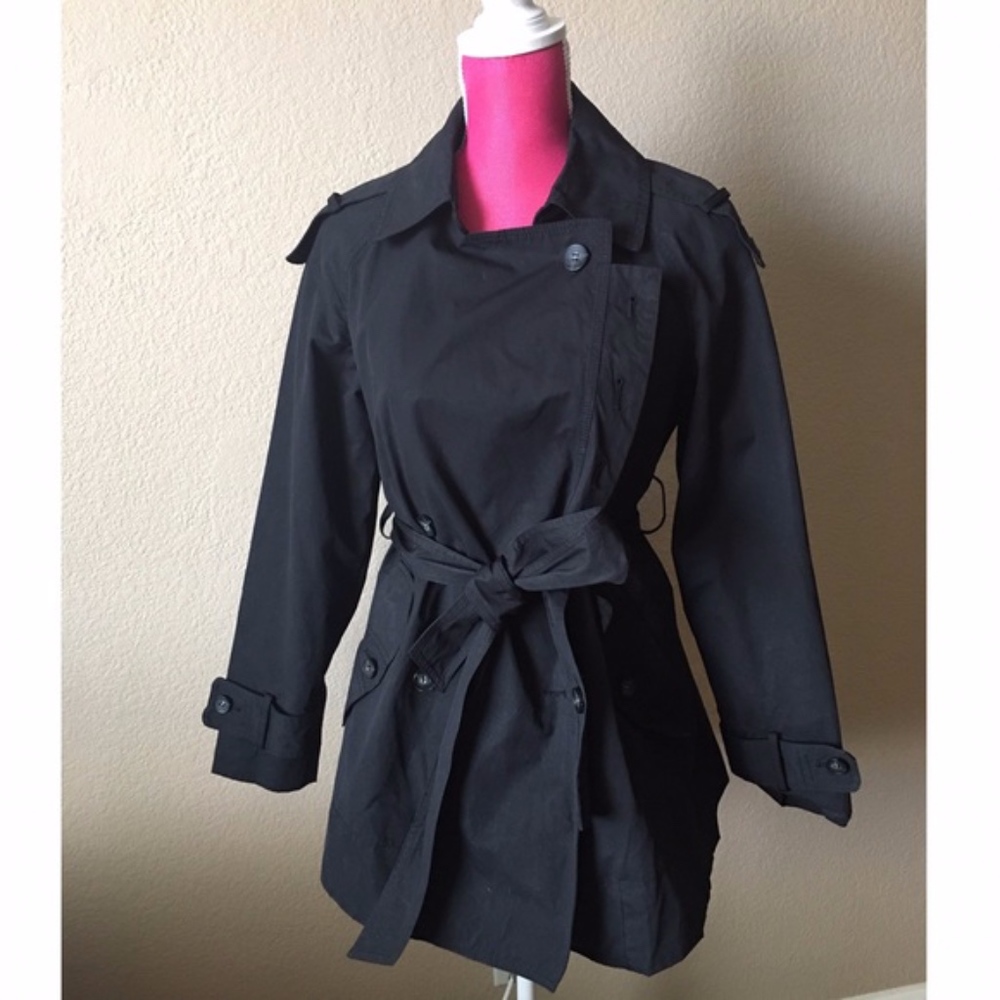 All Saints Black Belted Trench Coat